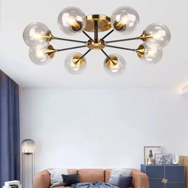 LED Ceiling Lamp Restaurant Bubble Glass Flower LED Ceiling Pendant Light Stylish Luxury Master Bedroom Ceiling Lamps Home Decor