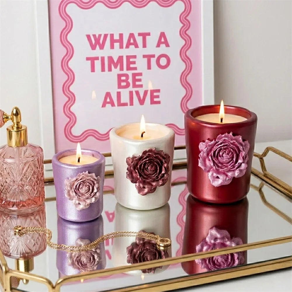 Nicole Rose Sculpture Concrete Silicone Mold DIY Handmade Candle Jar Molds for Gypsum and Jesmonite Home Decor