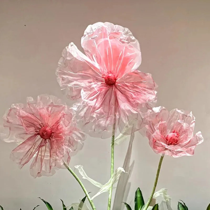 190cm Wedding Decor Props Artificial Flowers Road Lead Flower Silk Yarn Flower Poppy Window Display Garden Decoration Home Decor