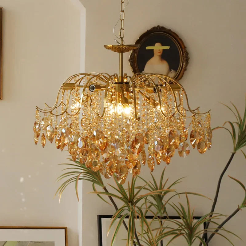 Modern High-end LED Crystal Chandelier Dining Table Living Room Bedroom Kitchen Luxury Pendant Lamp Home Decor Lighting Fixtures