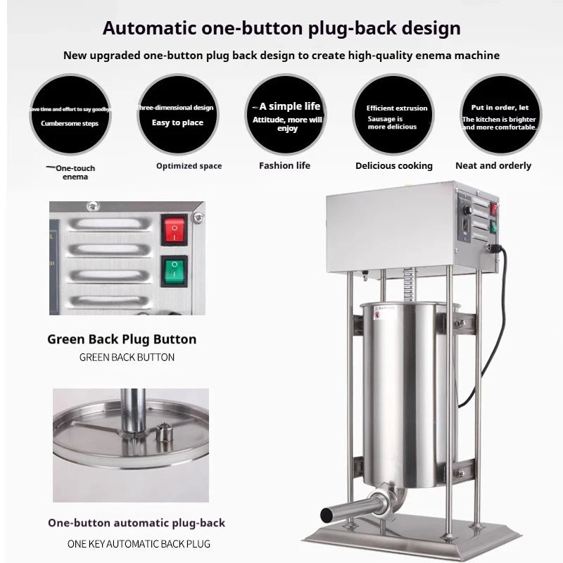 Electric & Manual Sausage Stuffer - 304 Stainless Steel Machine for Home and Commercial Use