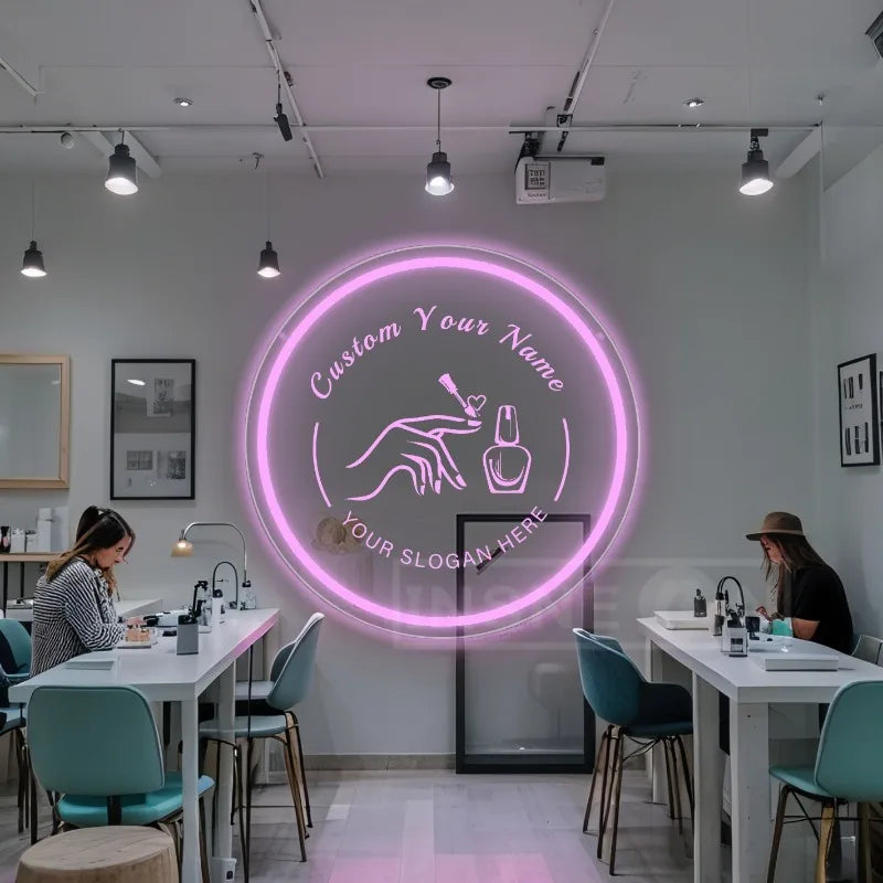 Custom LED Neon Signs Personalized Text USB Pink Night Light Switch Control Nail Salon Beauty Shop Home Decor Neon Wall Decor