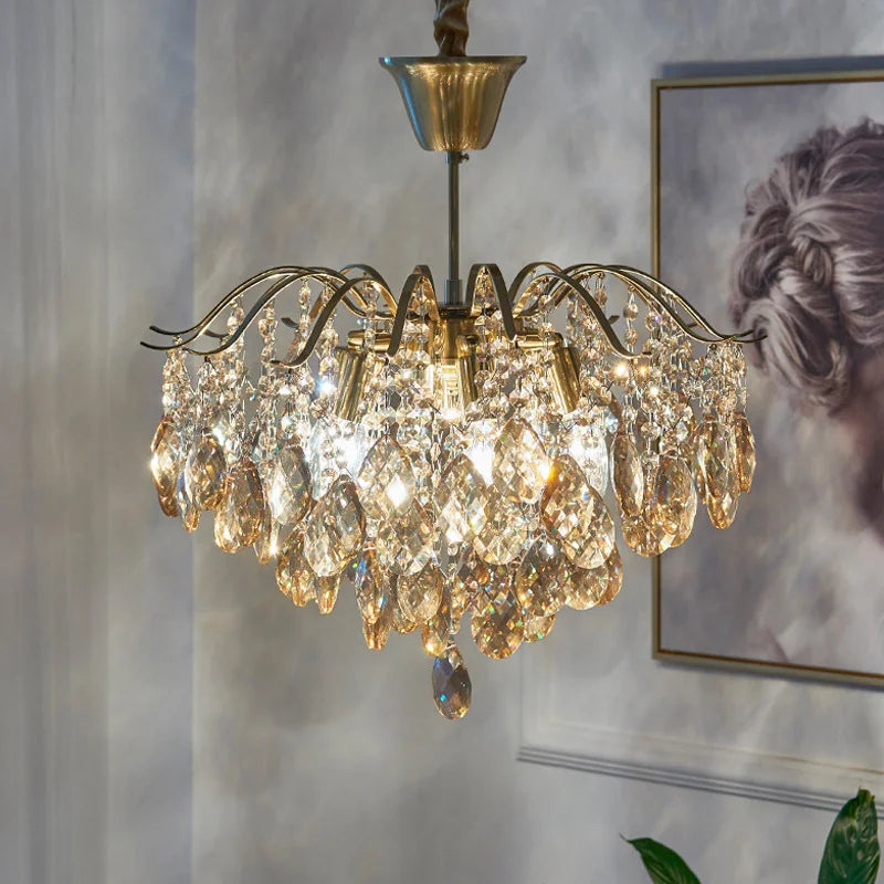 Modern High-end LED Crystal Chandelier Dining Table Living Room Bedroom Kitchen Luxury Pendant Lamp Home Decor Lighting Fixtures