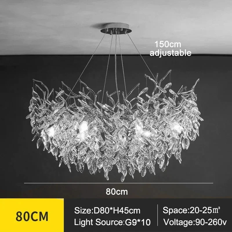 Luxury Modern Crystal Ceiling Chandelier Led Pendant Lamp Dining Living Room Bedroom Home Decor Silvery Wall Light Hanging Light