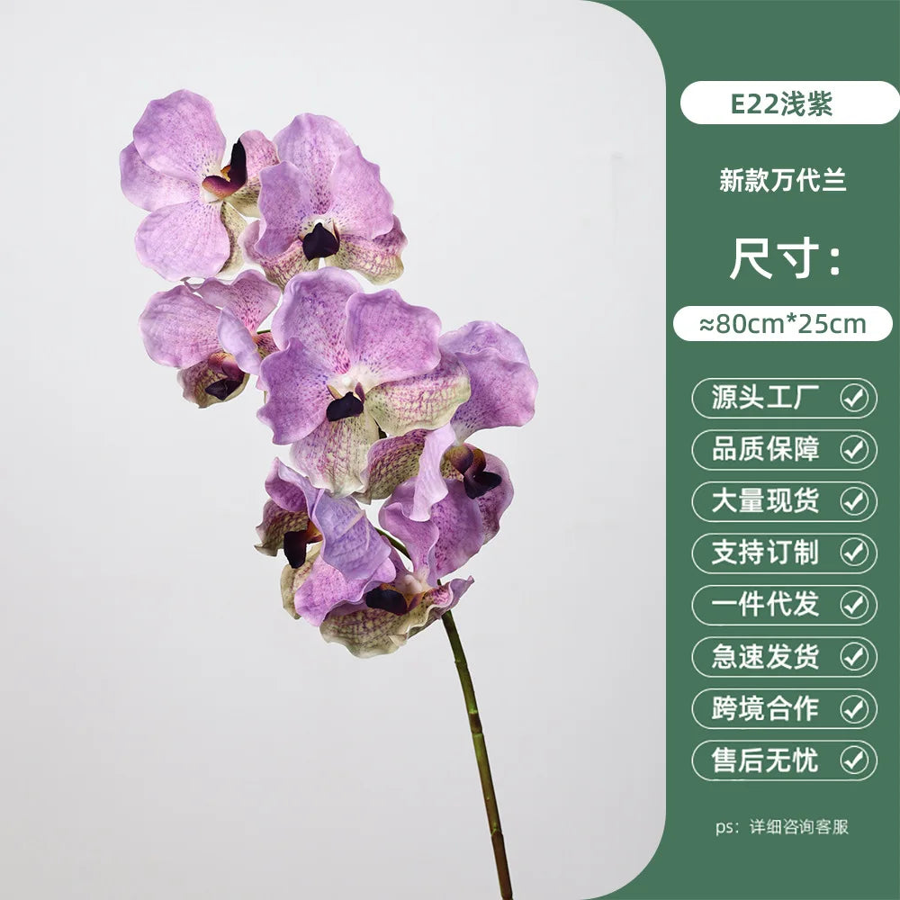 4Pcs Latex Moisturizing Vanda Orchid Artificial Flowers Wedding Flower Arrangement Real Touch Orchids Birthday Party Home Decor