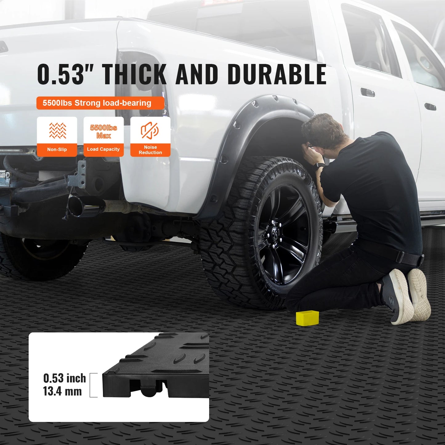 SucceBuy Garage Tiles Interlocking 12in25/50PcsGarage Floor Covering Tiles Non-Slip Double-Sided Texture for Garages Repair Shop