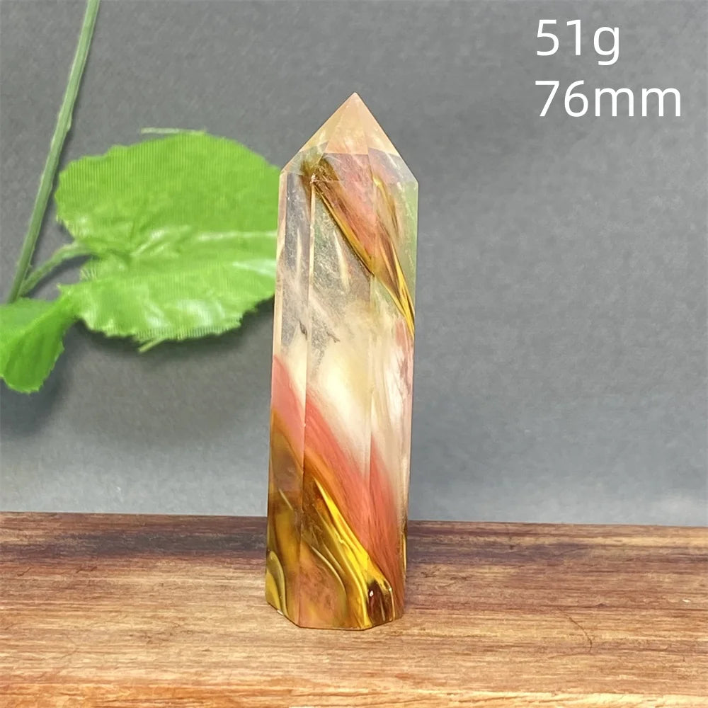 1PC Natural Tiger Skin Smelted Stone Crystal Tower Yellow Stripe Pyramid Obelisk Home Decor Gift