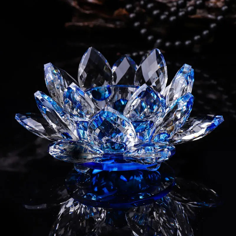 Handcrafts Crystal Lotus Flower Candlesticks Glass Tealight Candle Holders Ornament Buddhist supplies Home Decor