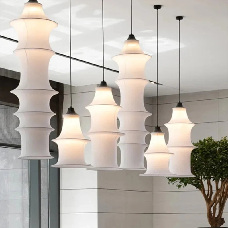 Nordic Minimalist Fabric Wabi Sabi Led Pendant Lights Living Dining Room Loft Home Decor Chandelier Bedroom Corner Bedside Lamp