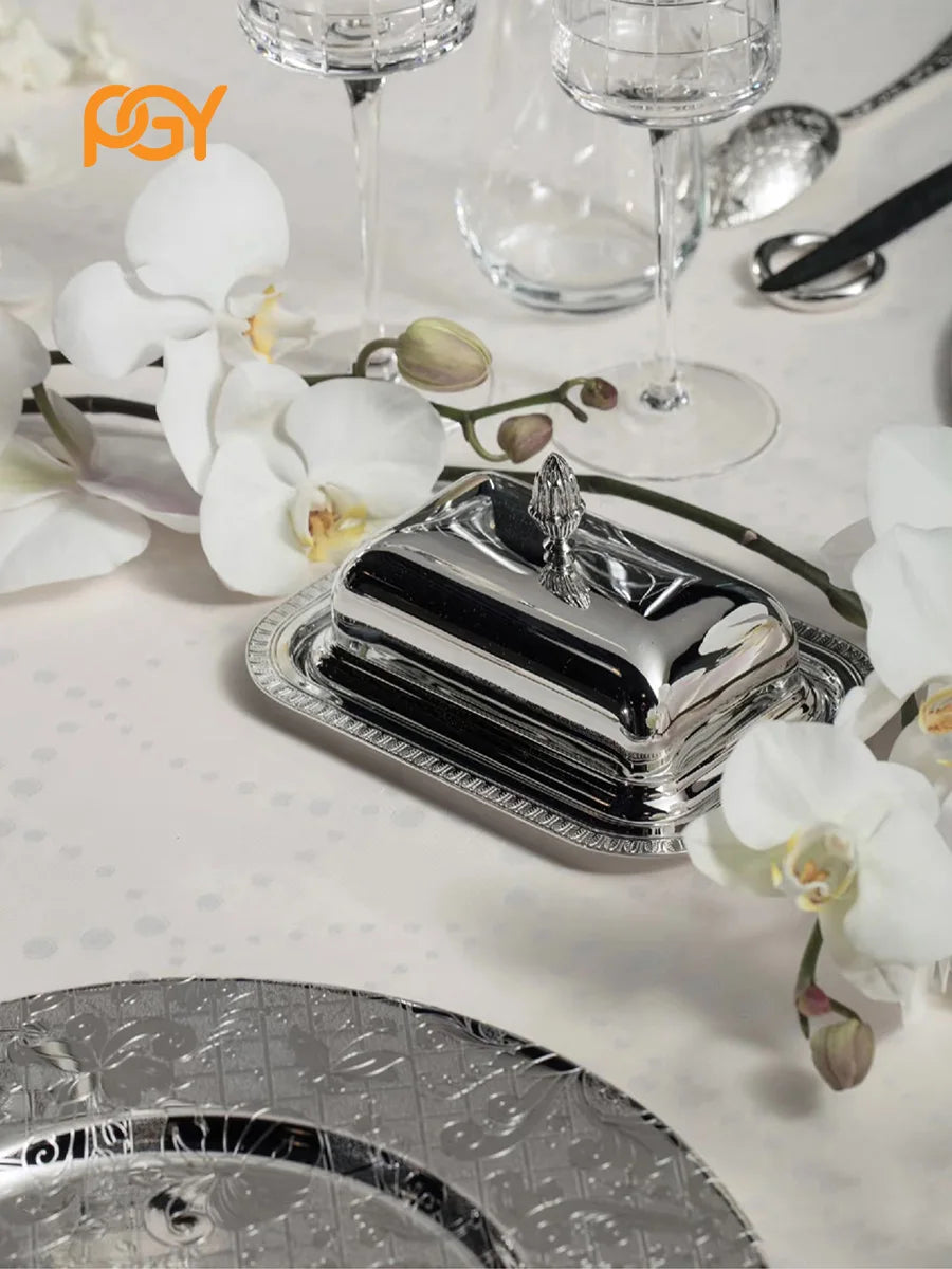 Stainless Steel Butter Dish with Lid, Luxury Butter Tray for Countertop, High-Quality Butter Container for Home Decor, Kitchen