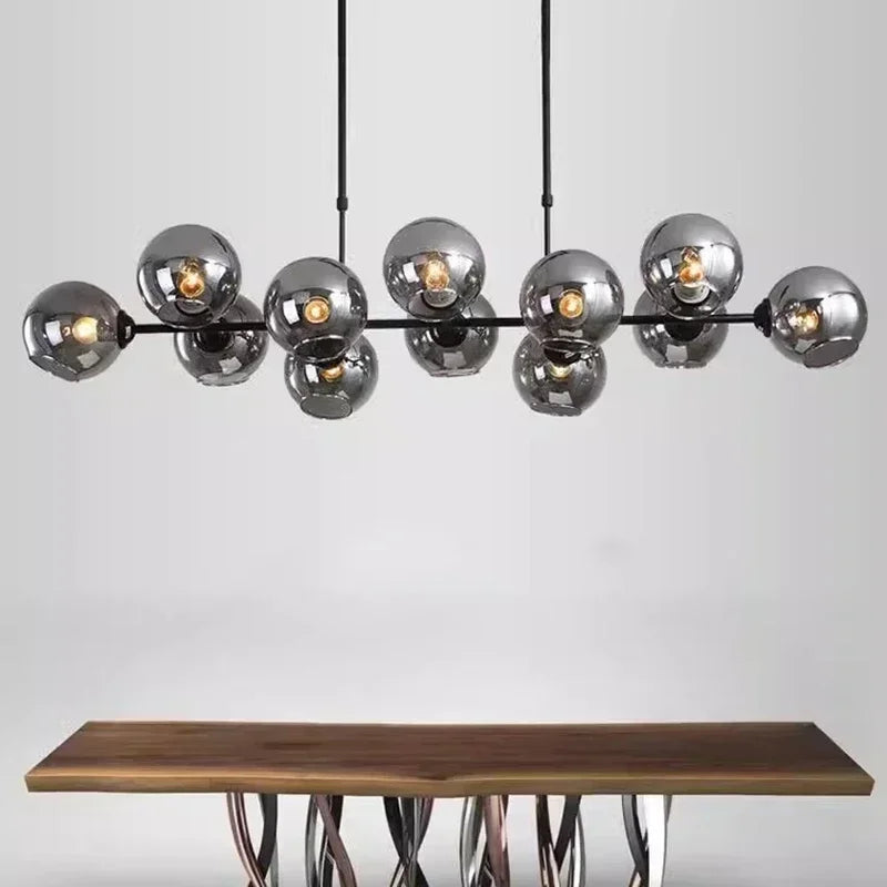 Grey Glass LED Pendant Lights For Living Room Chandeliers Island Bedroom Chandelier Home Decor Hanging Fixture