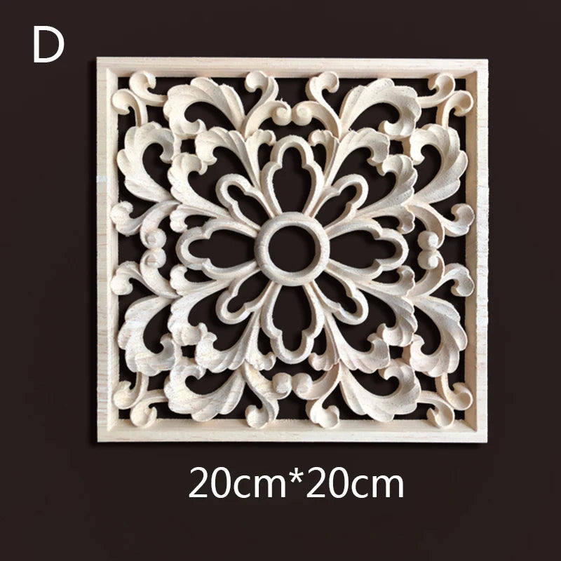 Wood Carving Onlays Appliques Decoration for Home Wood Decals for Furniture Wood Flower Crafting Wood Floral Home Decor Items