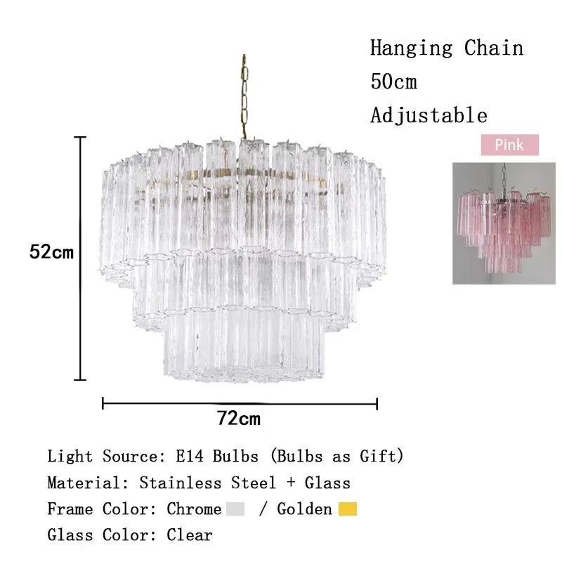 Luxury Italian Crystal Strips Murano Chandelier Customizable Ceiling Pendant Light for Villa Living Room High-End Home Decor