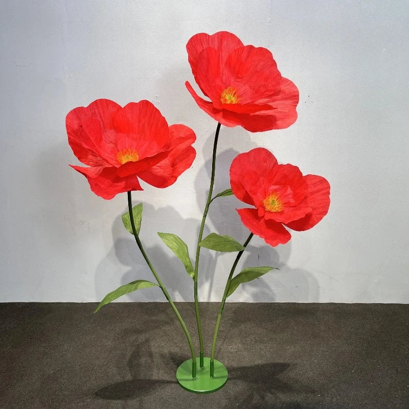 Wedding Artificial Flowers Paper Poppy Flower Wall Garden Decoration Photography Props Window Display Party Supplies Home Decor