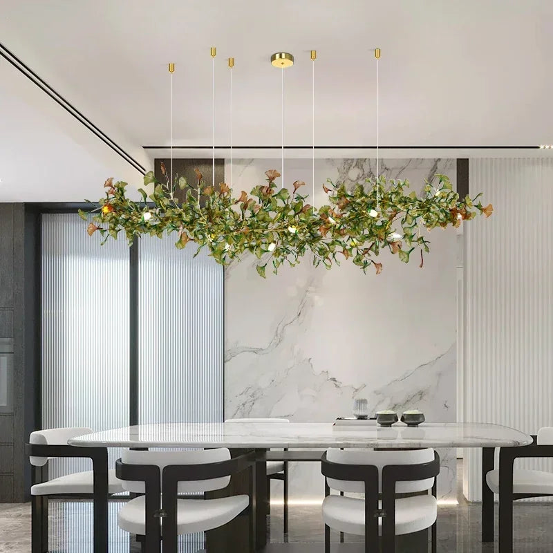 Luxury Gingko Leaf Chandelier - Modern Glass Branch Pendant Lamp for Villa Living Room, Staircase & Duplex Home Decor