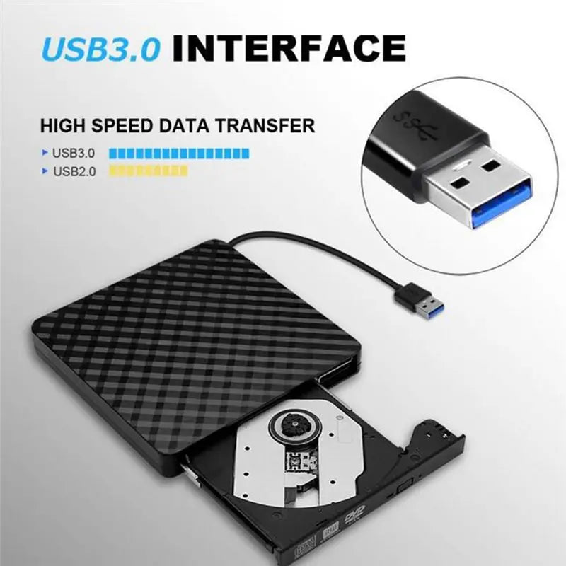 1 Piece USB3.0 External DVD CD Writer Optical Drive Reader Player For Laptop Desktop