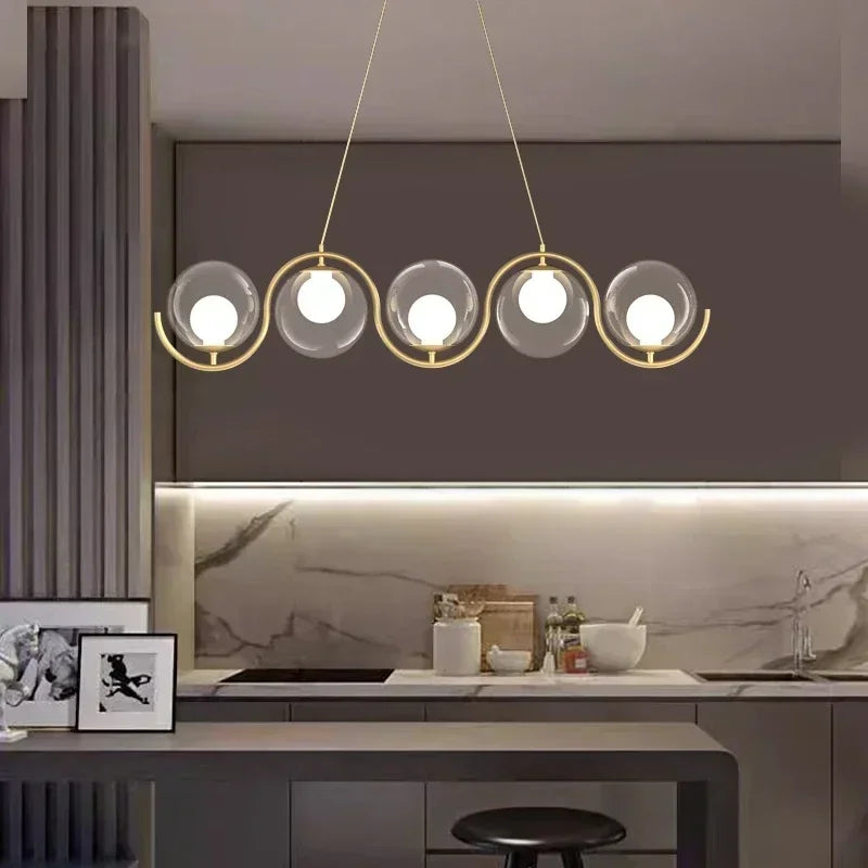 Nordic Bubble Waves Restaurant LED Pendant Light New Stylish for Dinning Living Room Chandeliers Home Decor Lamp Cream Bar Lamps