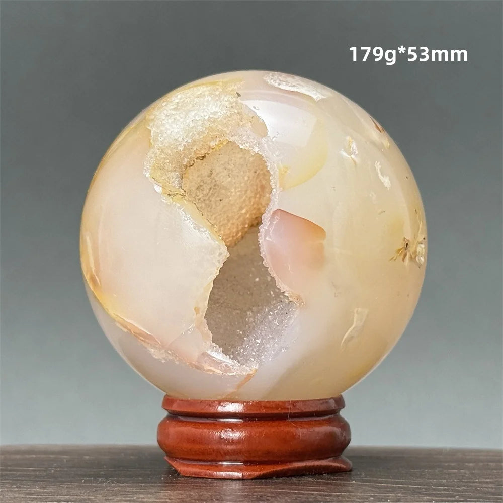 Natural Quartz Crystal Agate Open Mouth Smile Ball Treatment Reiki Witchcraft Meditation Spiritual Energy Home Decor