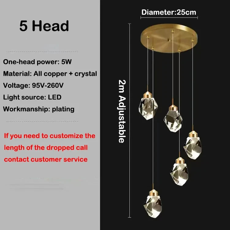 Modern Hall LED Chandeliers Luxury Villa Staircase Crystal Chandeliers Attic Hotel Lighting Fixtures Home Decor Chandeli