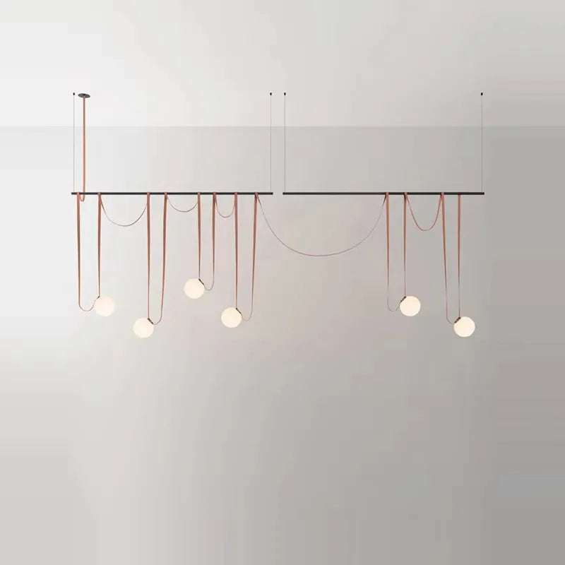 Modern Trendy Black Red Long Belt LED Chandelier Home Decor Lumunaire Indoor Lighting Lamp For Dinning Room Bar Bedroom