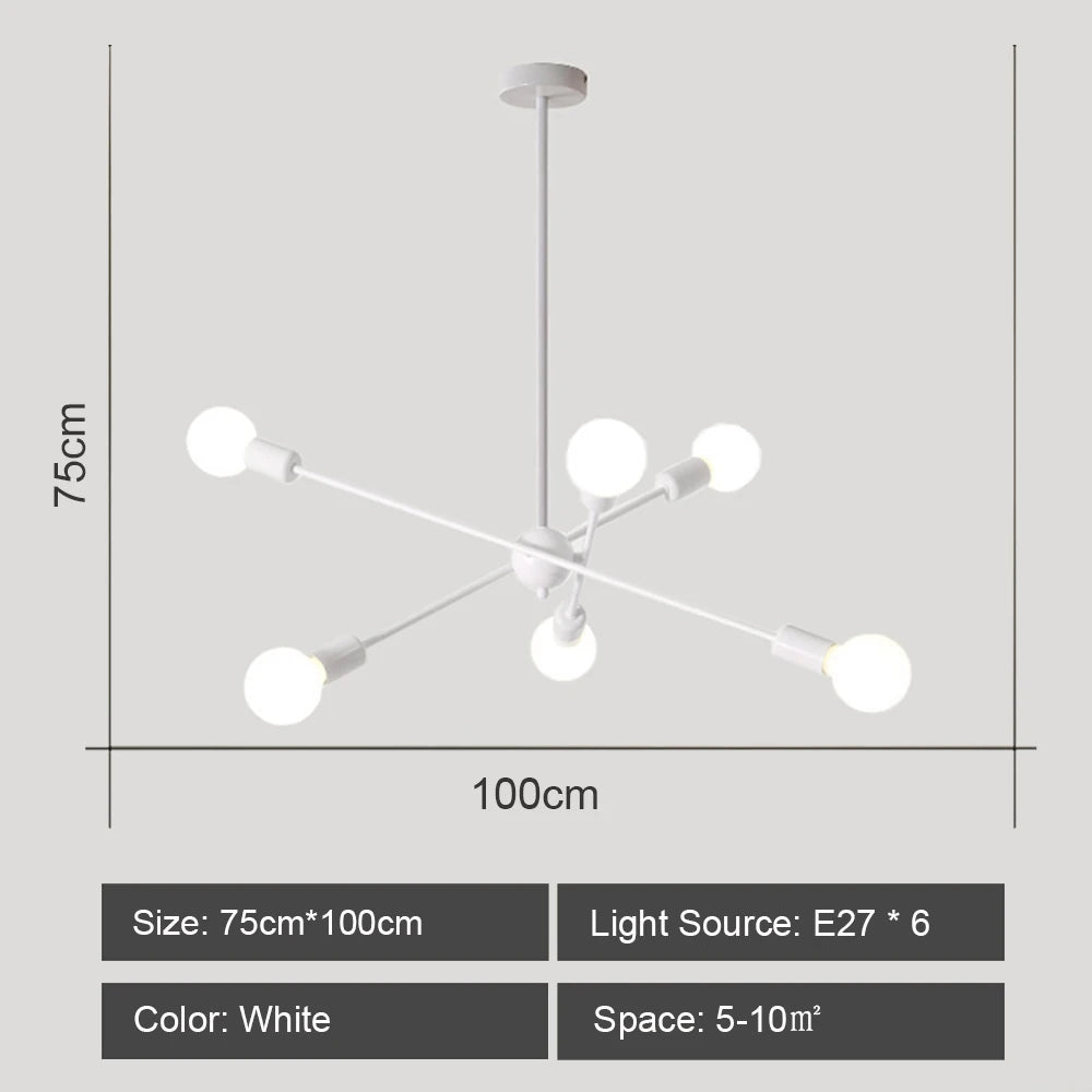 Modern Sputnik Chandelier Nordic Ceiling Light Semi Flush Mount Ceiling Lamp Bedroom Living Room Home Decor Lighting Fixture LED