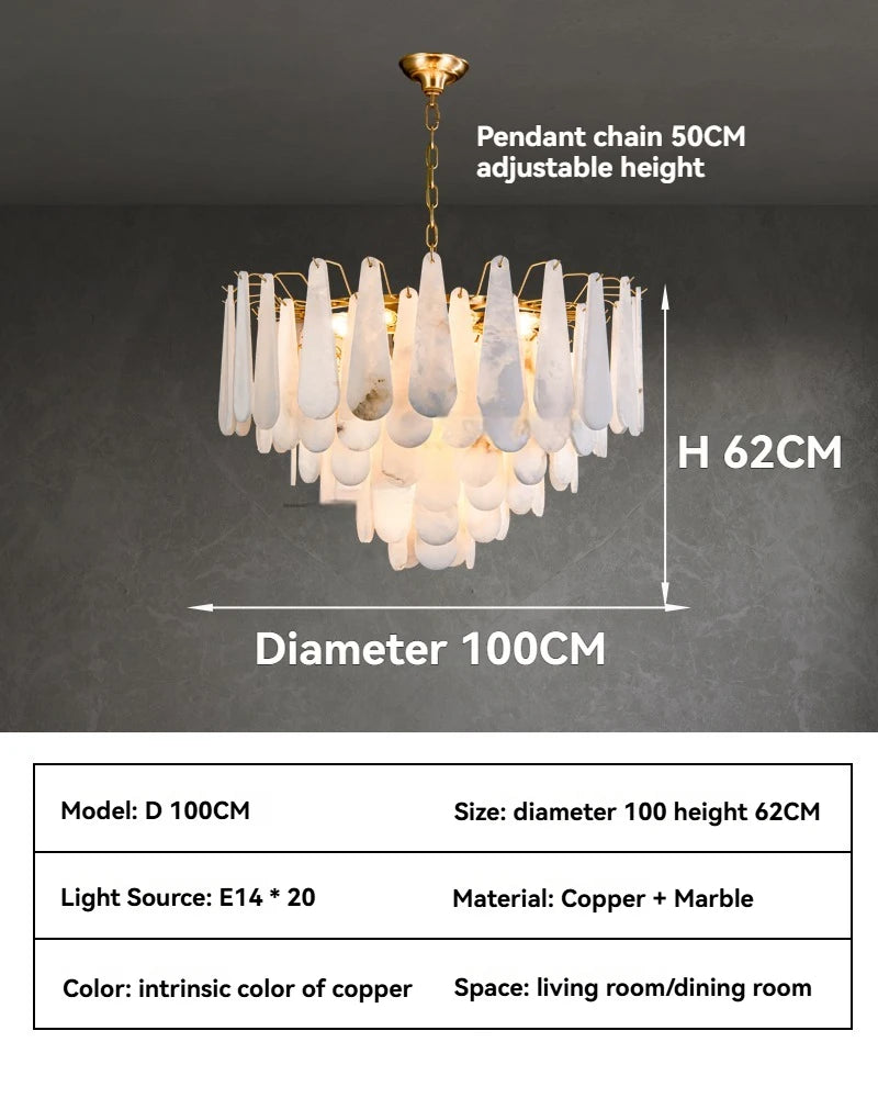 Brass Marble Chandelier Wall Lamp Modern American Style Dimmable Pendant Light for Living Room Bedroom Hotel Villa Home Decor