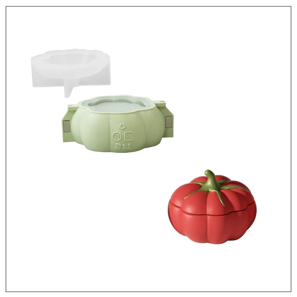 Freshly Picked Tomato Candle Jar Silicone Mould Handmade Candle Vessel Moulds for Concrete Gypsum Jesmonite Home Decor