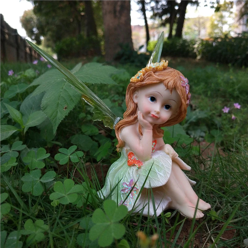 Outdoor Garden Decorative Home Decor Flower Fairy Wings Courtyard Country Ornaments Elegant Room Decorations Kawaii Figurine