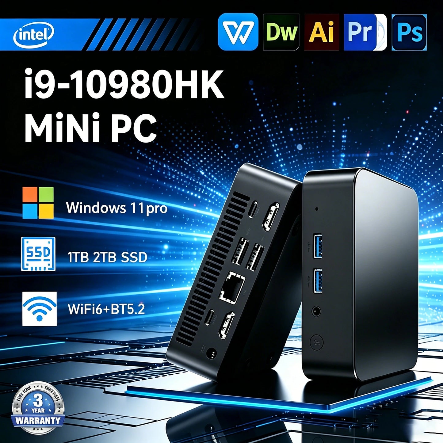 2026 New Mini PC Computer Intel core i9 10980HK  Windows 11 16/32GB RAM 1TB 2TB SSD  WIFI 6 BT5.2 4K HD Mini Gaming office