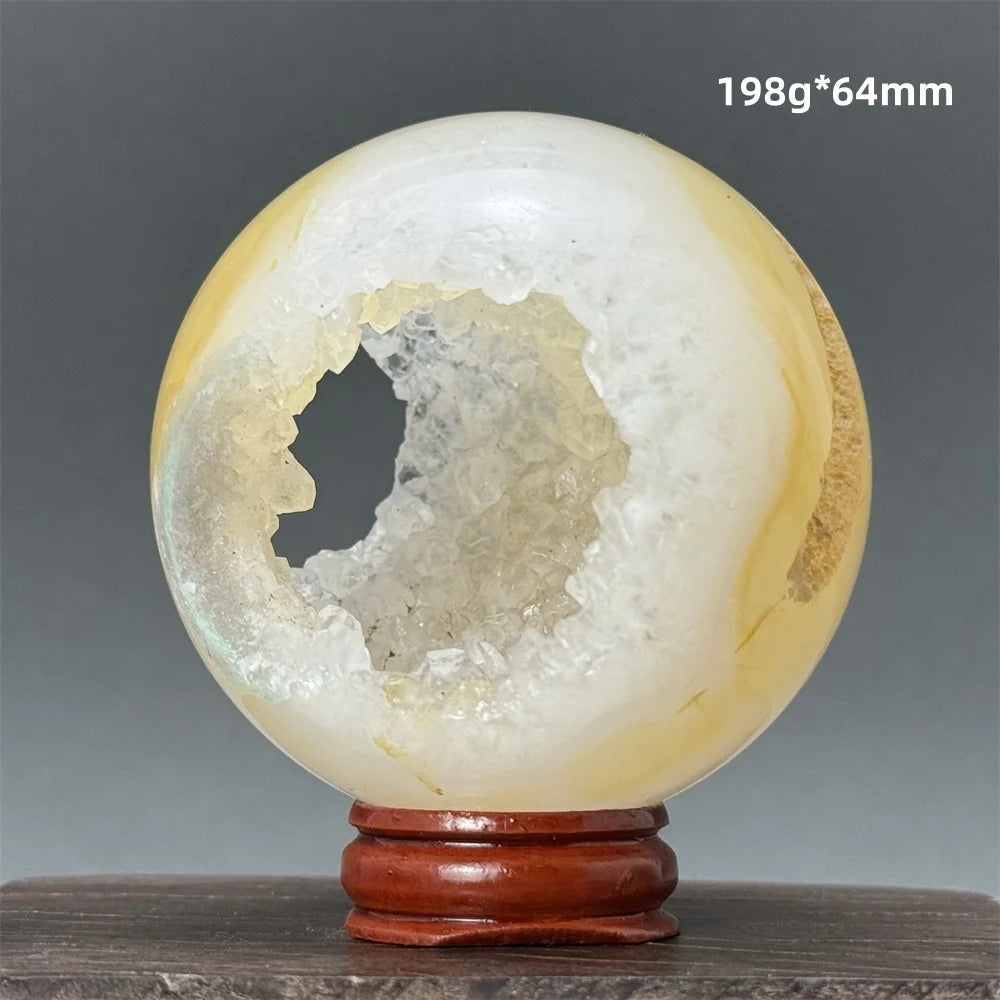 Natural Quartz Crystal Agate Open Mouth Smile Ball Treatment Reiki Witchcraft Meditation Spiritual Energy Home Decor