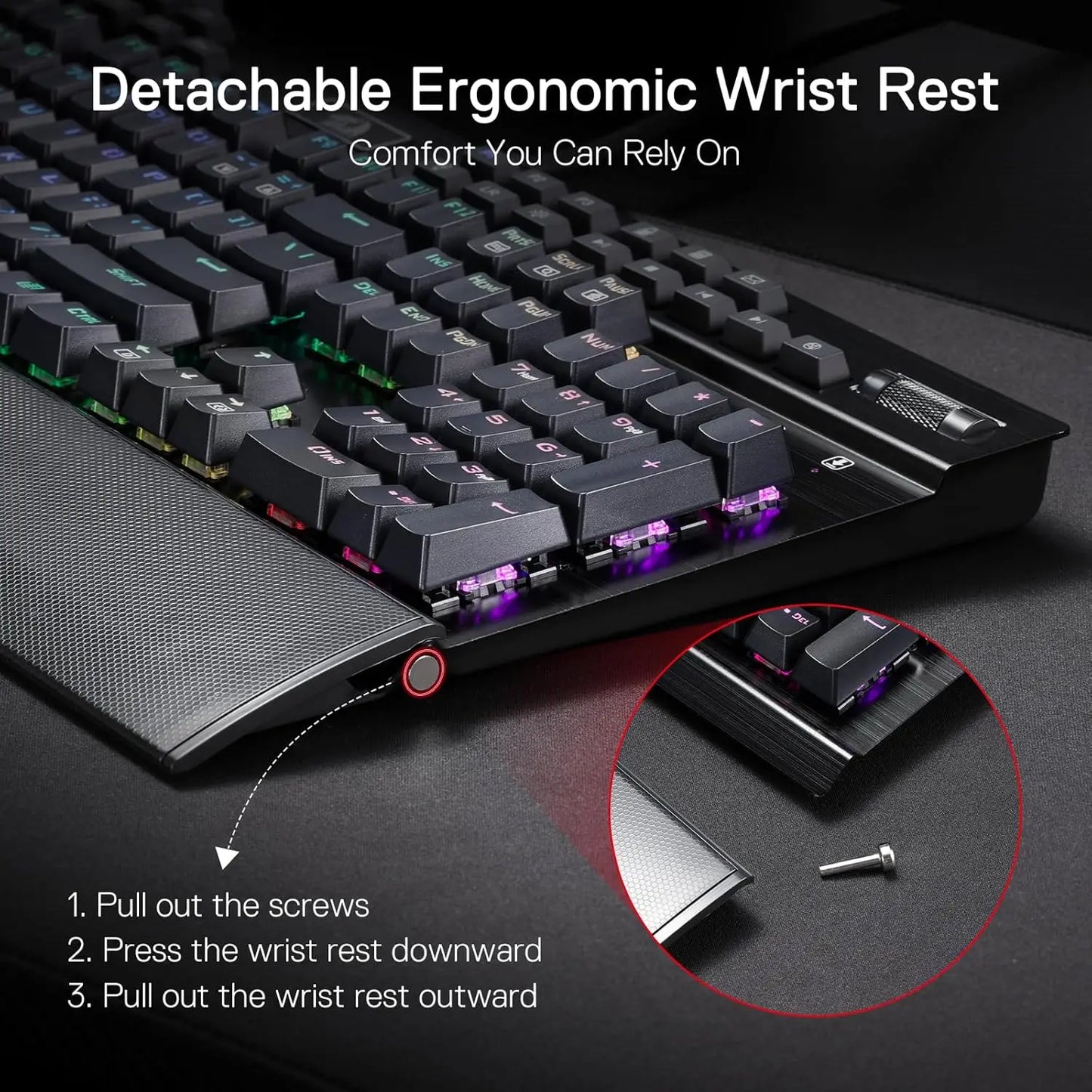 Redragon K550 RGB Gaming 104 Keys + 12 Macro G Keys Wired Mechanical & Wrist Rest Keyboard