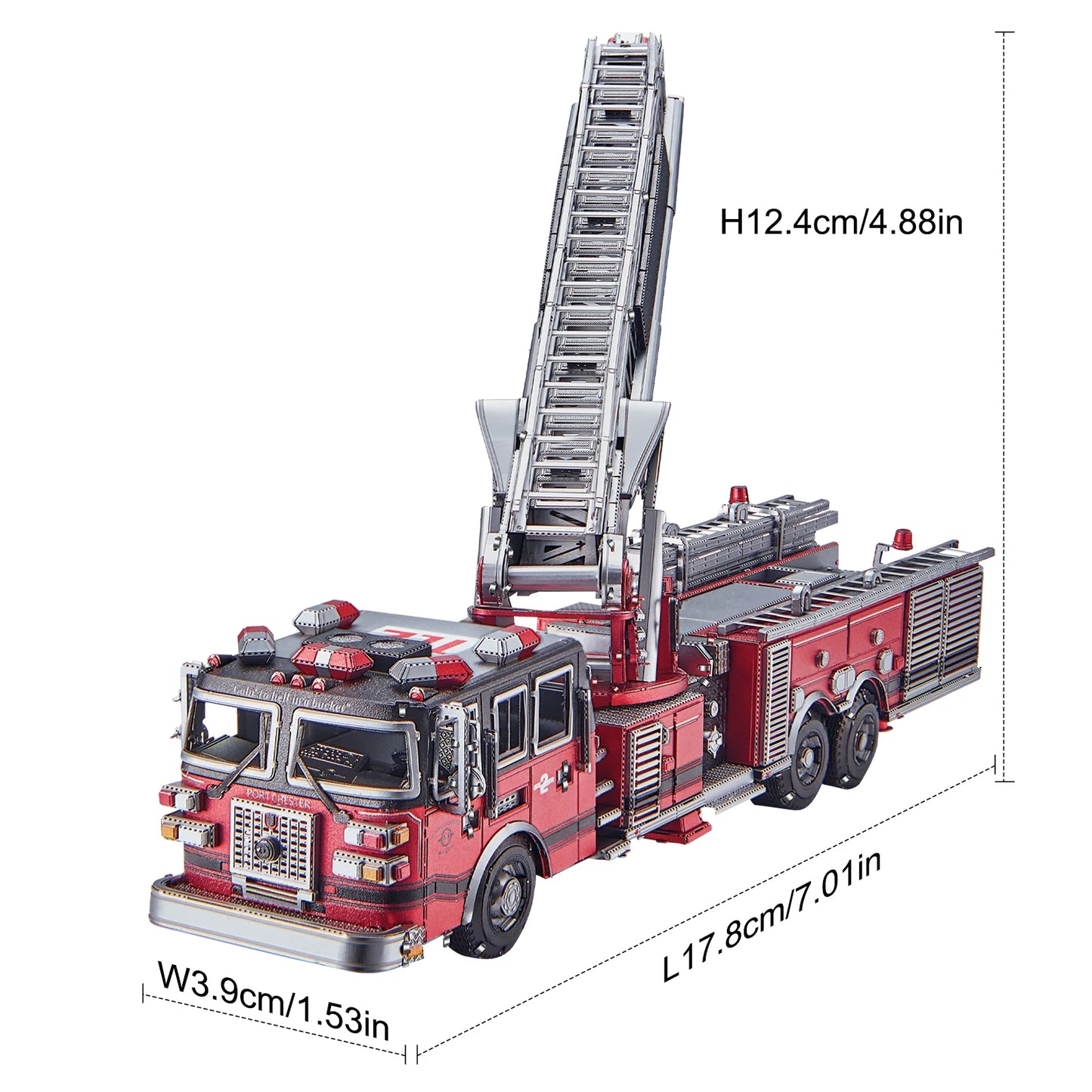 Piececool 3D Metal Puzzles Ladder Truck Assembly Model Kits Engineer Vehicle Collection Model DIY Jigsaw for Home Decor