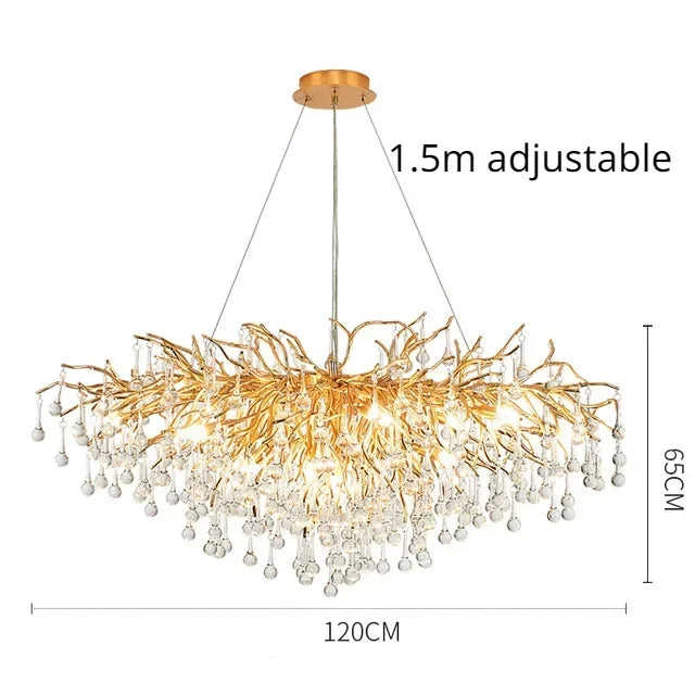 Luxury Gold Crystal Chandelier Modern Gold Ceiling Light for Dining Room Living Room Lobby Kitchen Home Decor