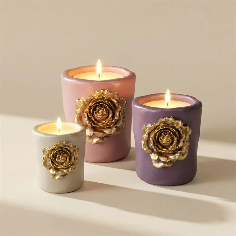 Nicole Rose Sculpture Concrete Silicone Mold DIY Handmade Candle Jar Molds for Gypsum and Jesmonite Home Decor