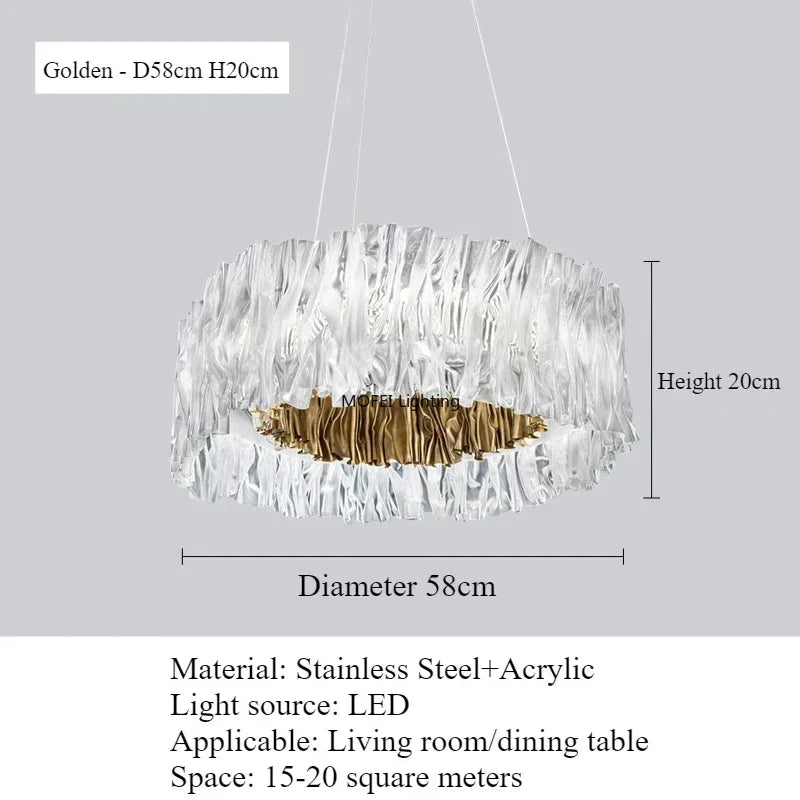 Italy Restaurant High-end Accordion LED Pendant Lights Personality Art for Living Room Chandelier Bedroom Home Decor Lamp Design