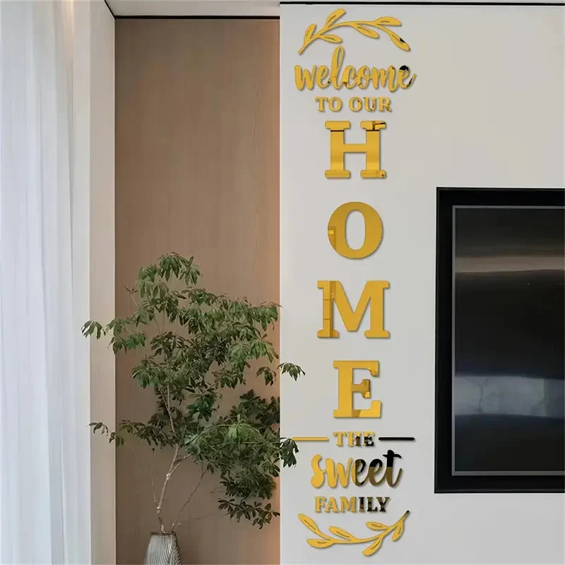 English Letters Home Letter Signs Acrylic Mirror Wall Stickers Wall Decorations for Living Room Bedroom Home Decor Wall Decals