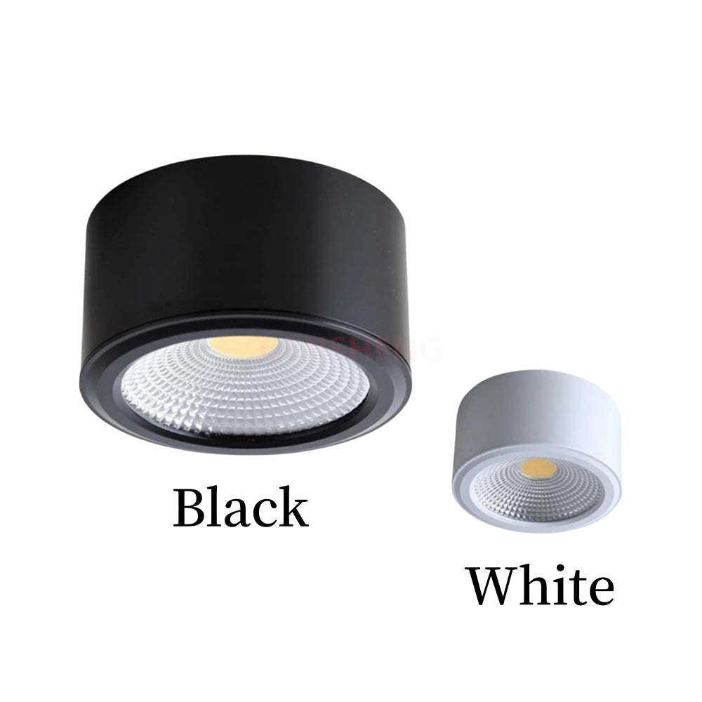 LED Downlight Surface Mounted Dimmable COB Spotlight Black White 7W9W12W15W18W21W24W Indoor Lighting Home Decor LED Ceiling lamp