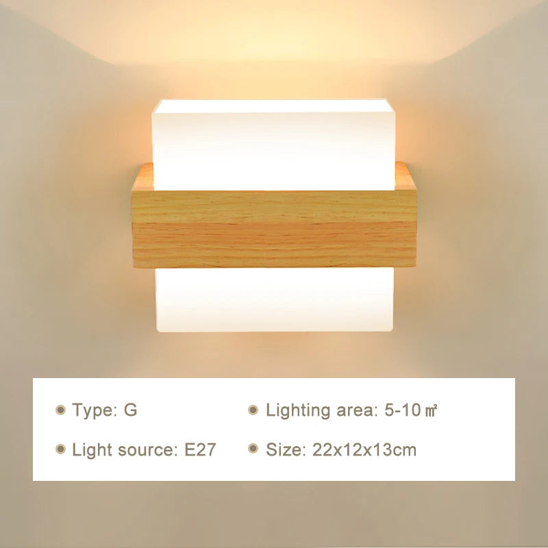 Modern LED Wall Lamps Wooden Lights Bedroom Bedside Stairs Corridor Interior Mounted Lighting Sconce Home Decor Light Fixtures