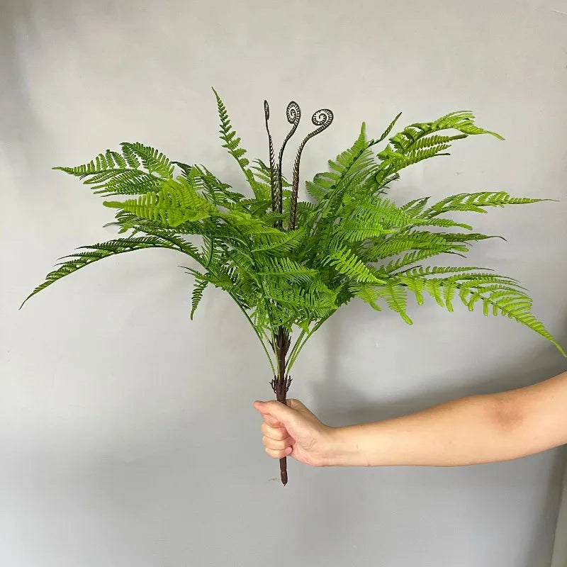 18 Heads Artificial Green Fern Plants for Living Room - Faux Large Fern Grass for DIY Crafts, Garland, Wreath & Home Decor