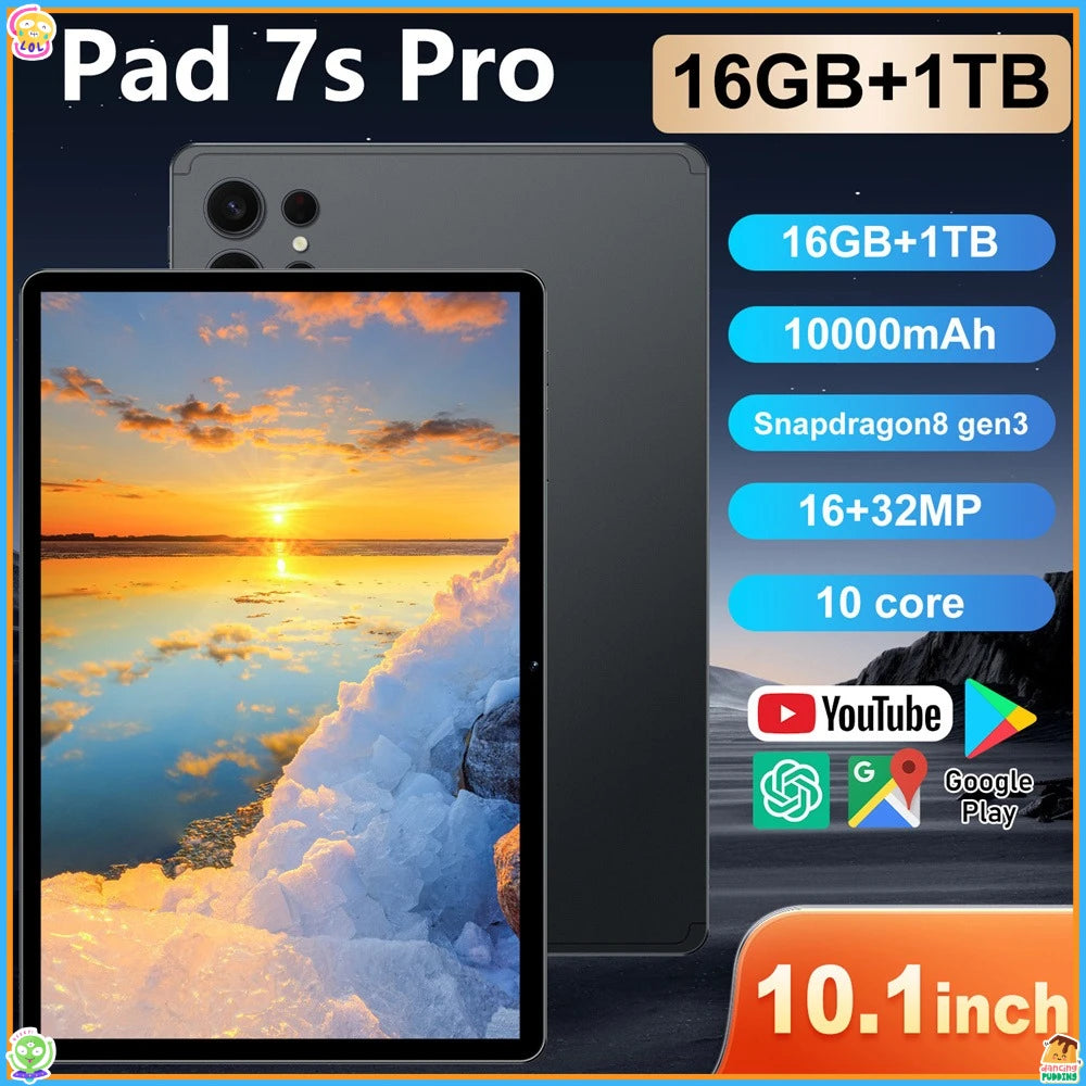 New Pad 7s Pro 22GB+2TB Tablet PC 10.1HD Screen Global Version 10000mAh 5G Dual SIM Card Tablets Android 15 Children's Tab