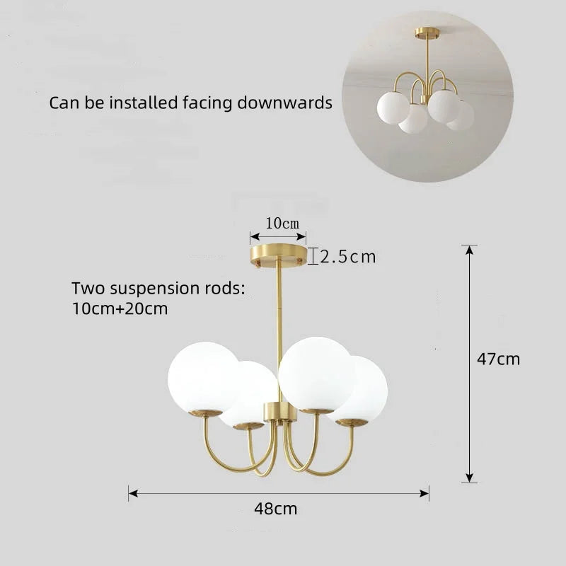 Nordic Luxury Glass Pendant Light Simple Chandelier Indoor Lighting for Living Room Bedroom Dining Room Home Decor Hanging Lamp