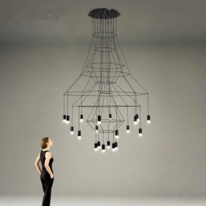 Italy Designer Acrylic Luxury LED Pendant Lamp Living Room Restaurant Bedroom Staircase Simple Line Chandelier Home Decor Light