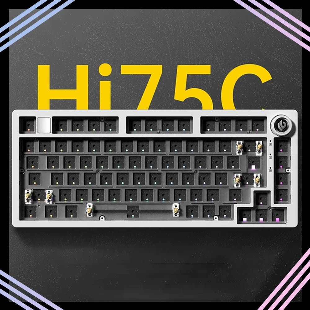 LEOBOG Hi75C Mechanical Keyboard 3Mode/Wired kit Hot Swap With Knob RGB Aluminium Alloy Gasket Hi75C Keyboard Kit PC Custom Gift