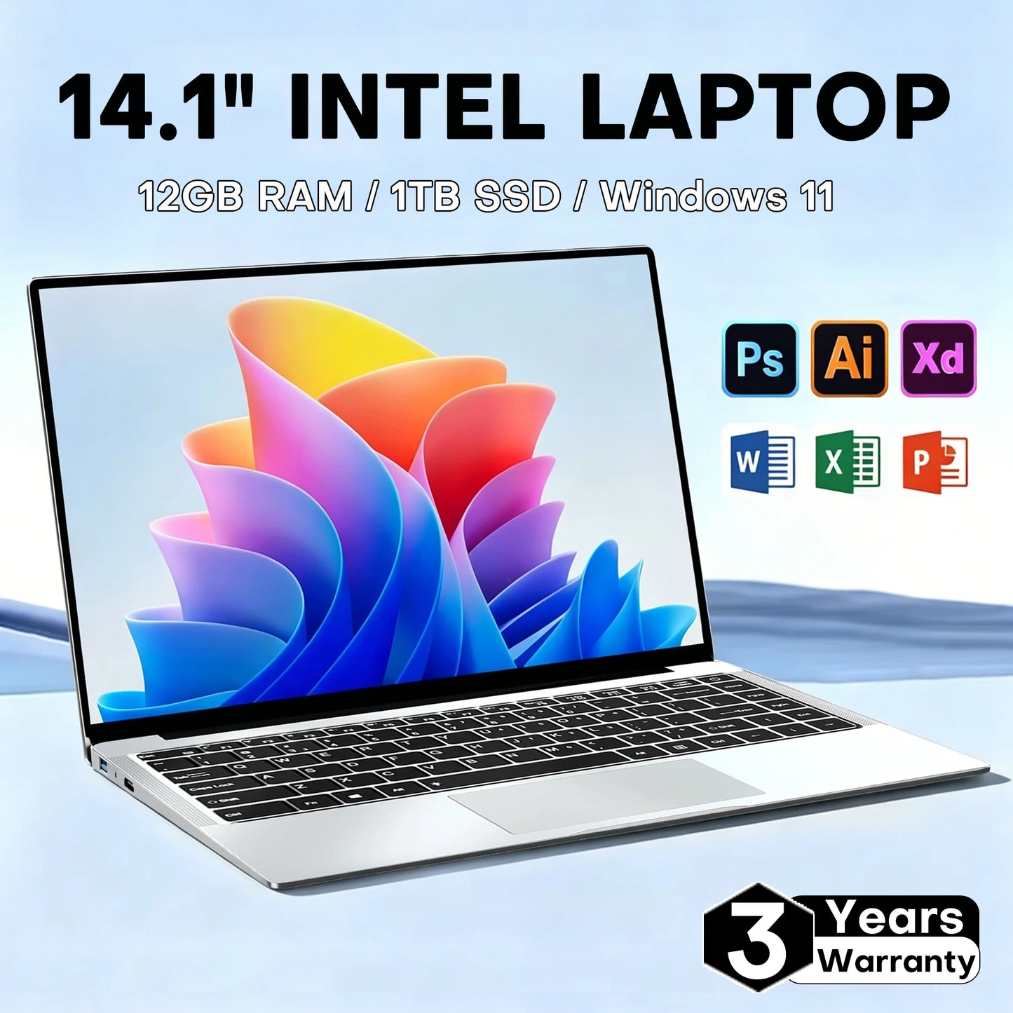 New 14.1" Laptop Computer Intel Core i7 9850H/Atom A3950 Windows 11 Notebook PC 12GB RAM 512GB 1TB M.2 SSD Office Study Computer