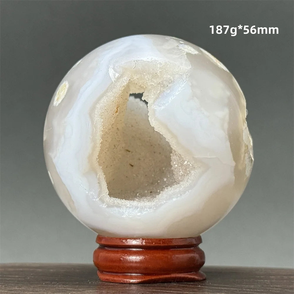 Natural Quartz Crystal Agate Open Mouth Smile Ball Treatment Reiki Witchcraft Meditation Spiritual Energy Home Decor
