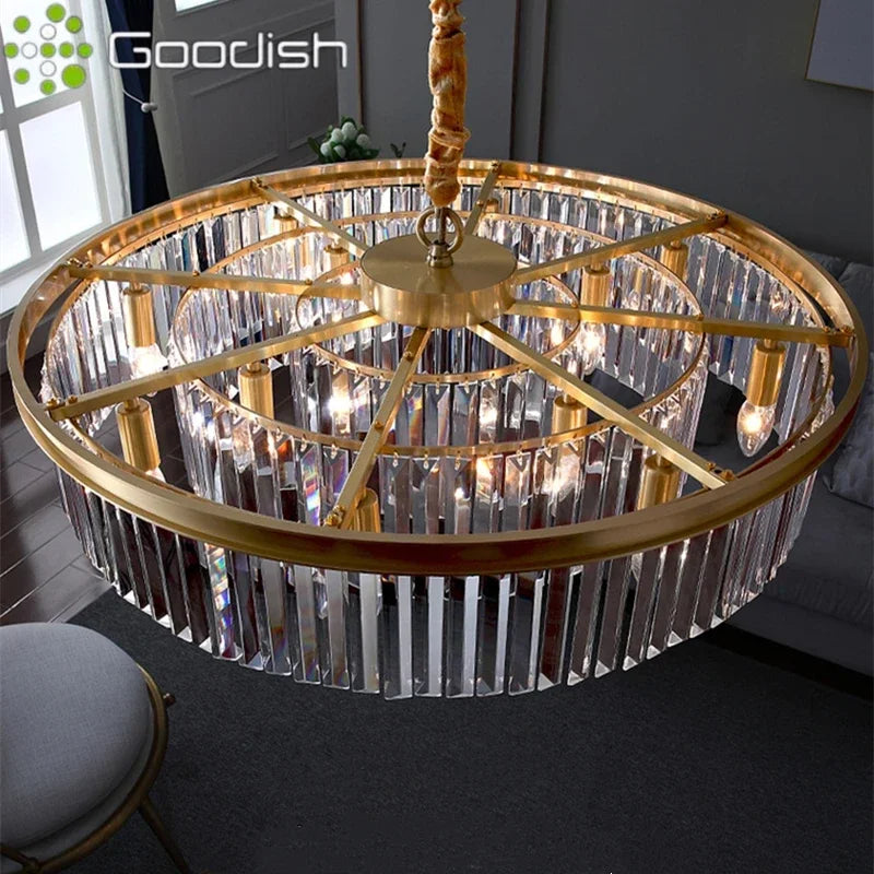 Modern Luxury Pendant Lights Crystal Gold Black Chandelier Hanging Ceiling Lamps for Living Dining Restaurant Hall Home Decor