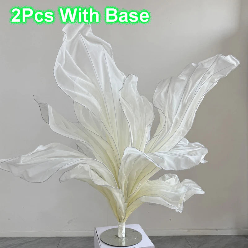 2Pcs Handmade Organza Table Flower Artistic Yarn Floral Ornament Artificial Flower for Window Display Shooting Prop Home Decor