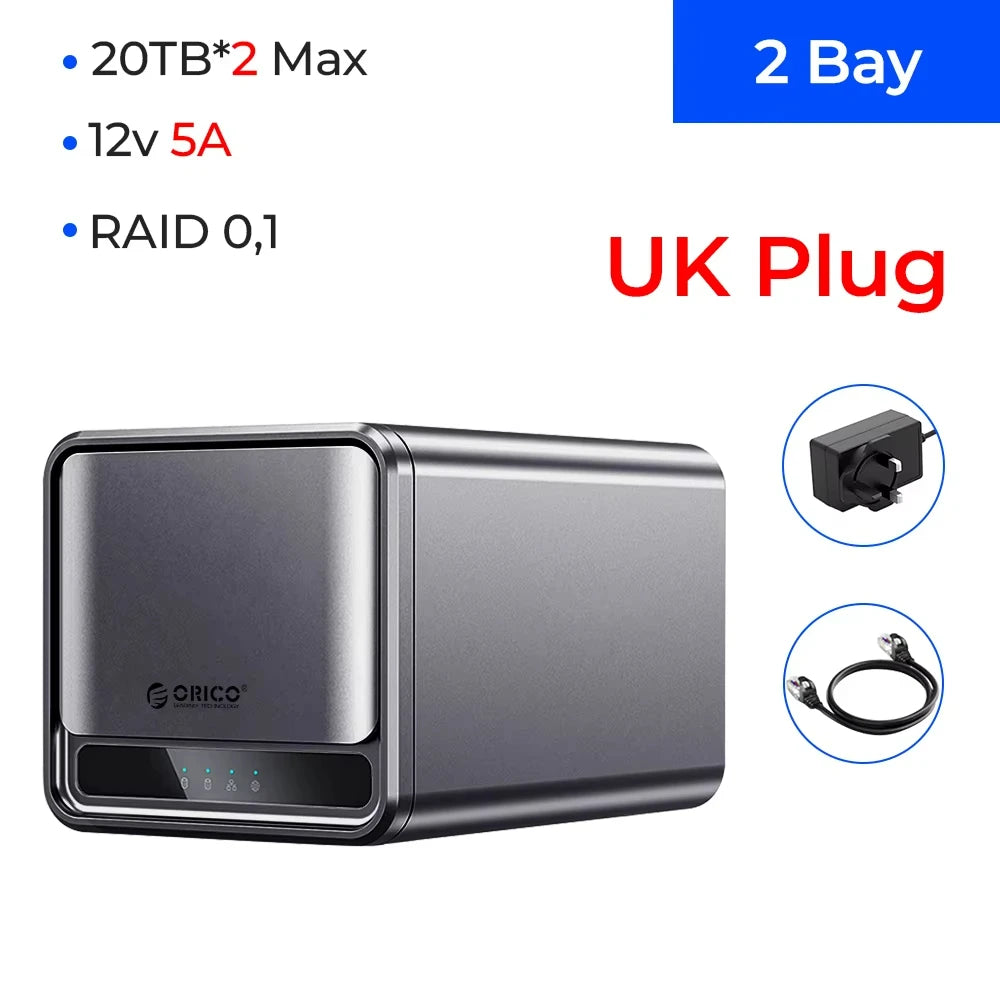 Orico TS200 USB 3.2 MetaCube Household Storage SATA NAS 2/5 Bay HDD/SSD Enclosure 40TB/100TB House Personal Cloud Serve Backup