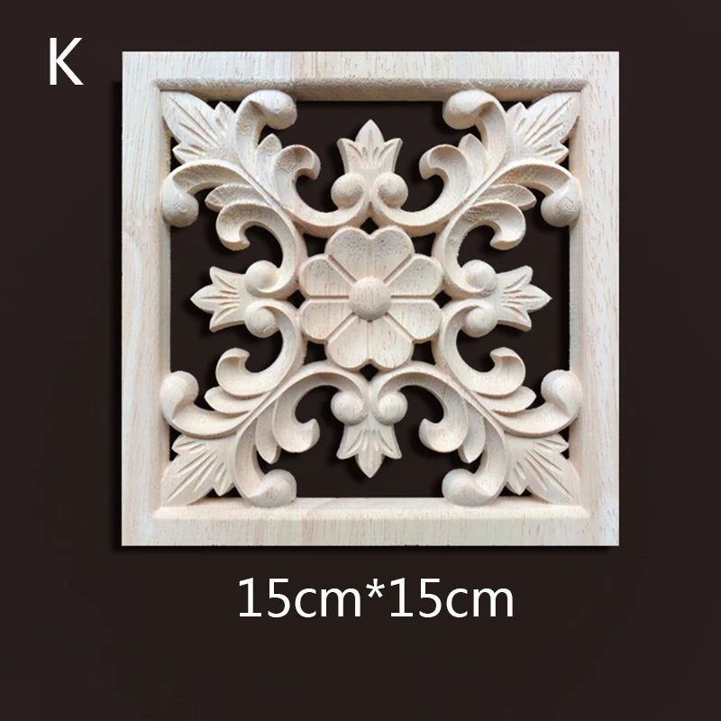 Wood Carving Onlays Appliques Decoration for Home Wood Decals for Furniture Wood Flower Crafting Wood Floral Home Decor Items