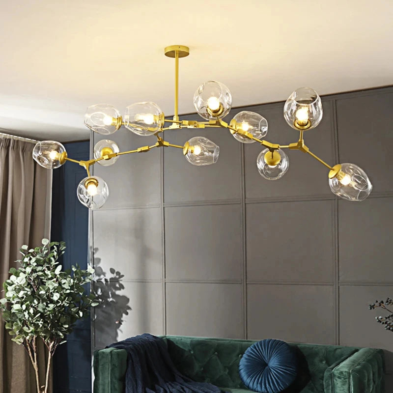 Nordic Molecular Chandelier Modern Branched Glass Ball LED Chandeliers Living Room Bedroom Home Decor Hanging Kitchen Fixtures